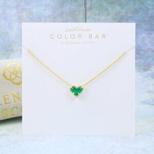 Kendra Scott Ari Heart Cat's Eye Emerald Green necklace Gold Plated May